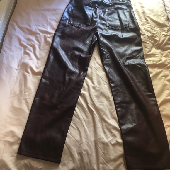 Size 14 Dynamite Vegan Leather Burgundy Pants NWT - Picture 2 of 4